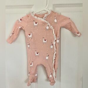 Janie & Jack Newborn Footed Pajama Holiday Llama Ruffle Footie Sleeper